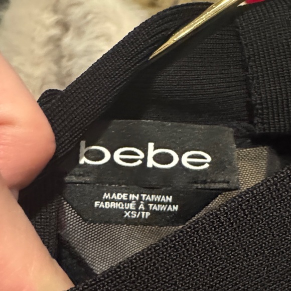 bebe Black Mini Dress Fitted Flattering Mesh on chest & back cocktail attire XS - Picture 6 of 16